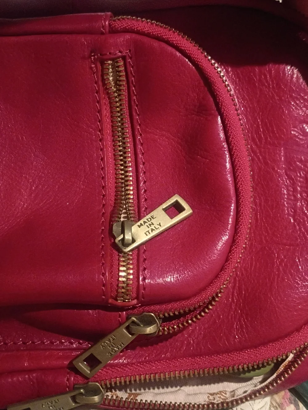 Venice Leather Red Genuine Leather Handbag Made in Italy Shoulder Bag